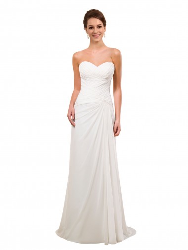 Cheap Sweetheart Neckline Chiffon Wedding Dress with Criss-Cross Ruched Bodice Perth
