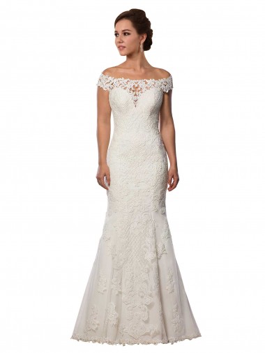 Cheap Modern Off the Shoulder Mermaid Lace Wedding Dress Perth