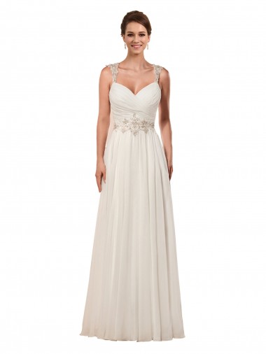 Cheap Sweetheart A-Line Chiffon Wedding Dress with Beaded Shoulder Straps Perth
