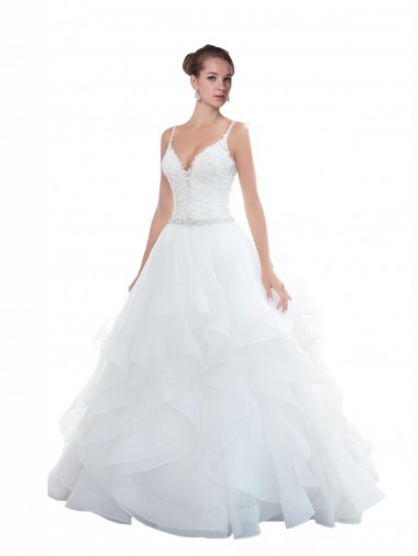 Cheap Spaghetti Straps Ball Gown Beach Wedding Dress with Lace Bodice Perth