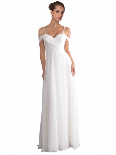 Cheap Off the Shoulder A-Line Ruched Chiffon Beach Wedding Dress Perth