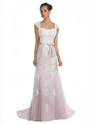 Cheap Strapless Mermaid Tulle Lace Beach Wedding Dress with Belt Perth