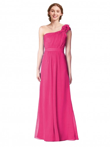 Cheap Full Length One Shoulder Chiffon Bridesmaid Dress Perth