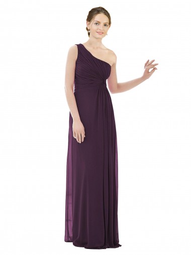 Cheap Draped One Shoulder Full Length Chiffon Bridesmaid Dress Perth