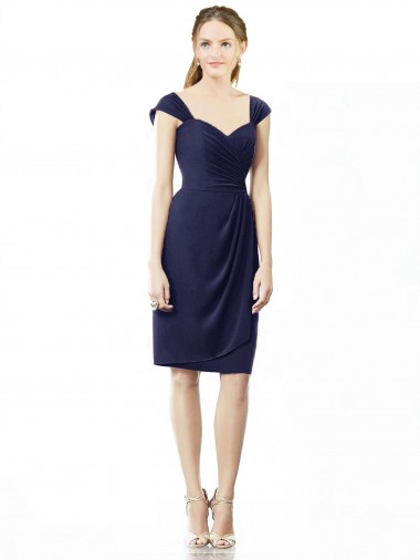 Cheap Cocktail Length Short Cap Sleeves Chiffon Bridesmaid Dress Perth