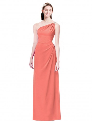 Cheap Draped Full Length One Shoulder Chiffon Bridesmaid Dress Perth