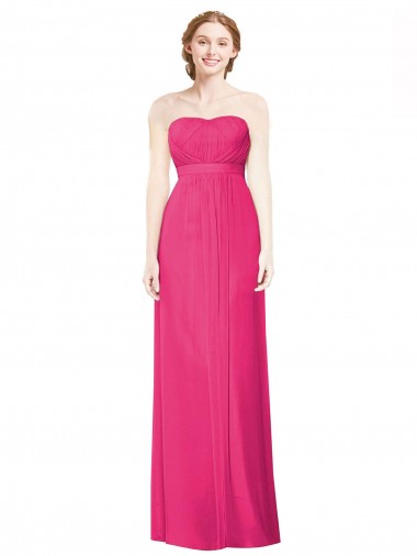Cheap Full Length Strapless Long Chiffon Dress with Waistband Perth
