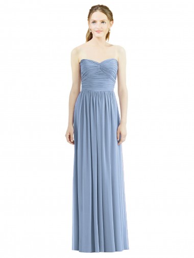 Cheap Strapless Long Chiffon Dress with Sweetheart Neckline And Draped Bodice Perth