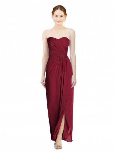 Cheap Strapless Sweetheart Long Chiffon Bridesmaid Dress Perth
