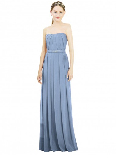 Cheap V-Pleat Chiffon Full-Length Strapless Bridesmaid Dress Perth
