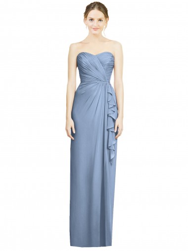 Cheap Strapless Full-Length Chiffon Bridesmaid Dress with Front Slit Perth