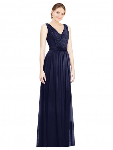 Cheap Full-Length V-Neck Lux Chiffon Bridesmaid Dress with V-Back Perth