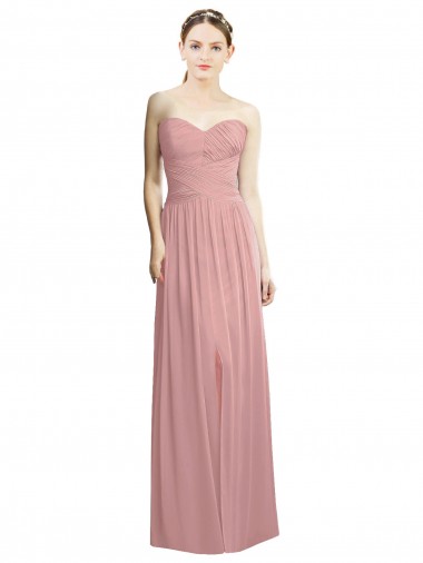 Cheap Crossover Draped Sweetheart Chiffon Formal Bridesmaid Dress with Front Slit Perth