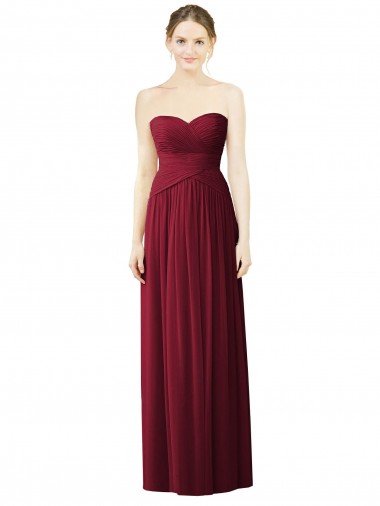Cheap Draped Full Length Strapless Chiffon Bridesmaid Dress Perth