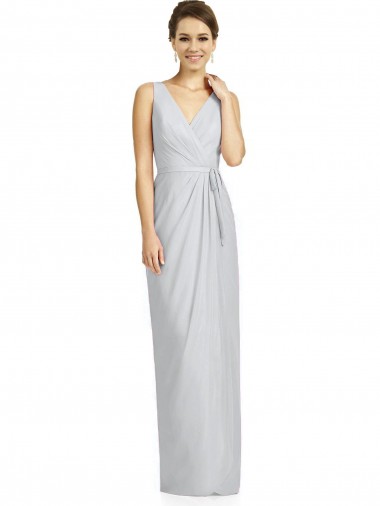 Cheap Draped V-Neck Cocktail Length Chiffon Bridesmaid Dress Perth