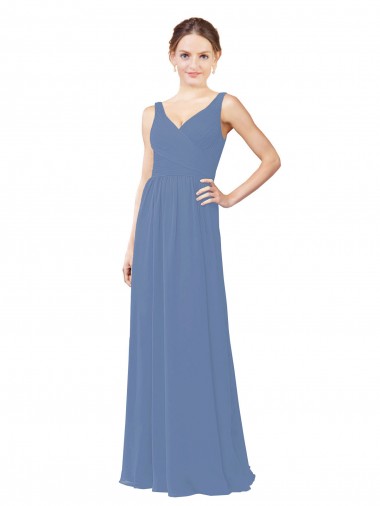 Cheap Draped V-Neck Luxe Chiffon Bridesmaid Dress Perth
