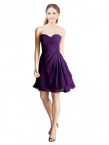 Cheap Draped Chiffon Long Sweetheart Cocktail Bridesmaid Dress Perth