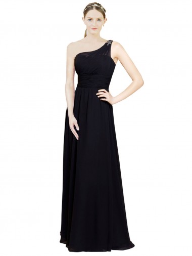 Cheap Sweetheart Chiffon Bridesmaid Dress with Beaded One Shoulder Strap Perth