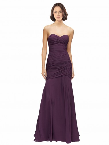 Cheap Full Length Chiffon Bridesmaid Dress with Sweetheart Neckline and Ruffles Perth
