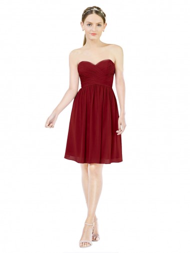 Cheap Short Sweetheart Knee Length Chiffon Cocktail Bridesmaid Dress with Open Back Perth