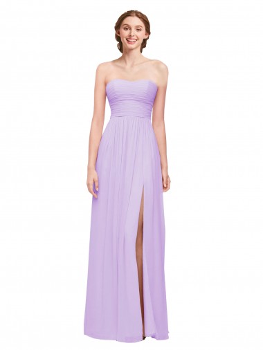 Cheap Strapless Mermaid Chiffon Bridesmaid Dress WITH High Side Slit and Ruffles Perth