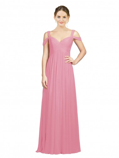 Cheap Sweetheart Long Chiffon Bridesmaid Dress with Off the Shoulder Straps Perth