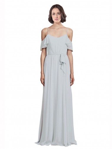 Cheap Off the Shoulder Spaghetti Strap Long Chiffon Bridesmaids Dress Perth