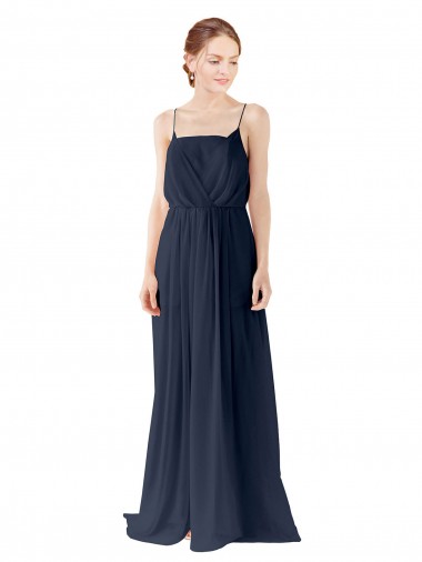 Cheap Spaghetti Straps Open Back Long Chiffon Bridesmaid Dress Perth
