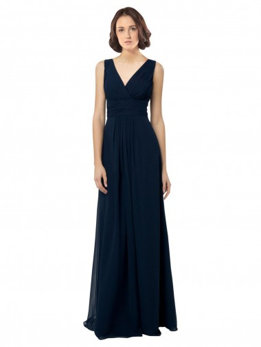 Cheap Chiffon Sleeveless Bridesmaid Dress with V Front and Back Perth