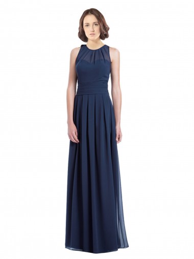 Cheap Chiffon High Neck Sleeveless Bridesmaid Dress with Pleats Perth