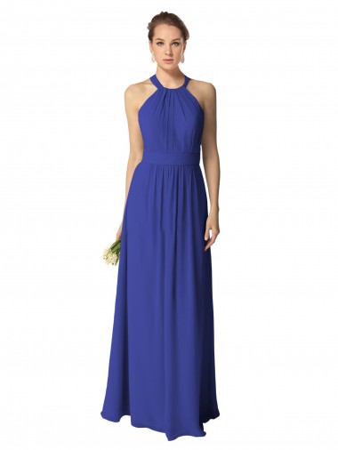 Cheap Long Full Length Chiffon Halter Bridesmaid Dress Perth