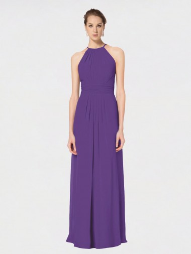Cheap Long Chiffon Spaghetti Strap Halter Bridesmaid Dress Perth