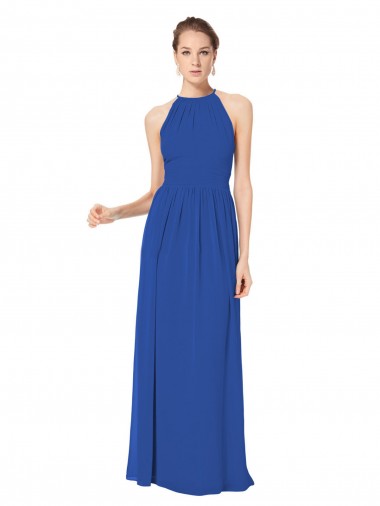 Cheap Long Chiffon High-Neck Sleeveless Bridesmaid Dress Perth