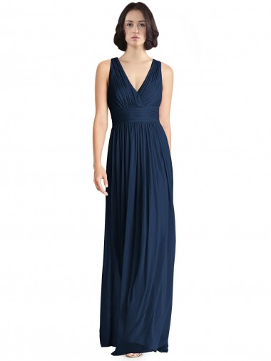 Cheap Cut Out Back Long Chiffon V-Neck Bridesmaid Dress Perth