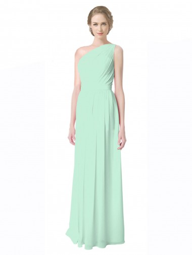 Cheap One Shoulder Chiffon Bridesmaid Dress with Asymmetrical Ruched Bodice Perth
