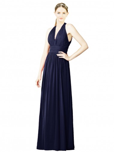 Cheap V-Neck Halter Long Open Back Chiffon Bridesmaid Dress Perth