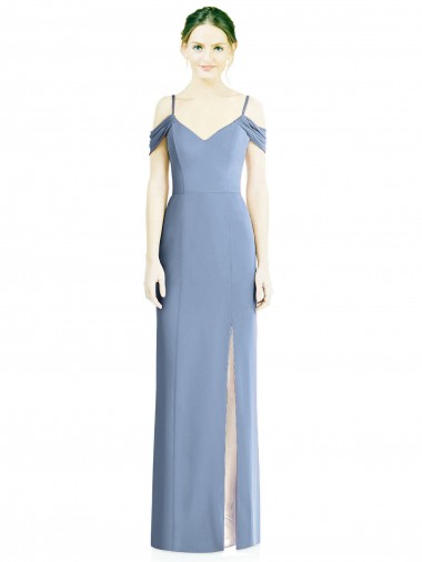 Cheap Draped Cold Shoulder Sweetheart Long Chiffon Formal Bridesmaid Dress Perth