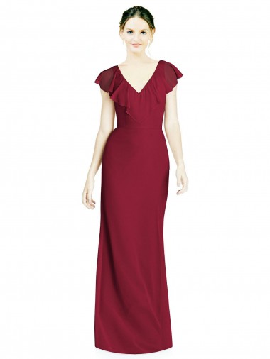 Cheap V-Neck V-Back Long Chiffon Bridesmaid Dress Perth