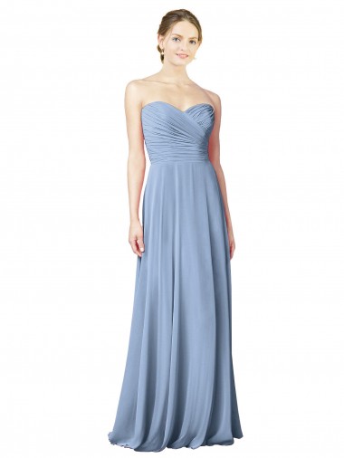Cheap Draped Strapless Sweetheart Full Length Chiffon Bridesmaid Dress Perth