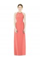 Open Back Shirred Halter Chiffon Bridesmaid Dress