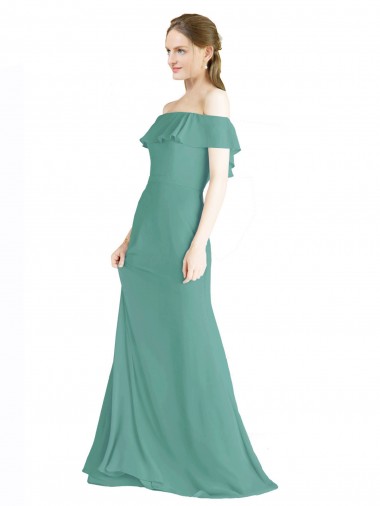Cheap Off the Shoulder Bohemian Chiffon Bridesmaid Dress Perth
