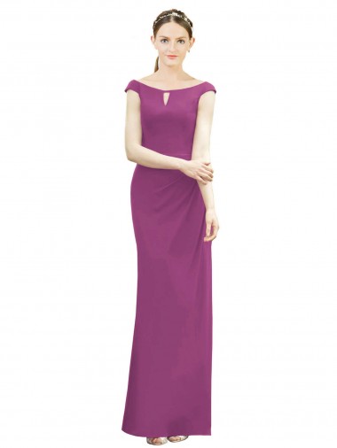 Cheap Full Length Long Chiffon Bridesmaid Dress with Boat Neck Perth