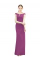 Full Length Long Chiffon Bridesmaid Dress with Boat Neck