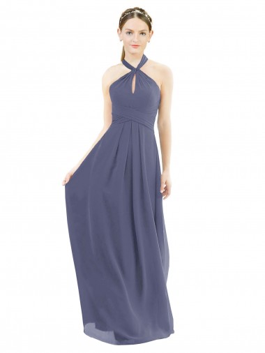 Cheap High Halter Neck Chiffon Bridesmaid Dress with Twist-Tie Perth