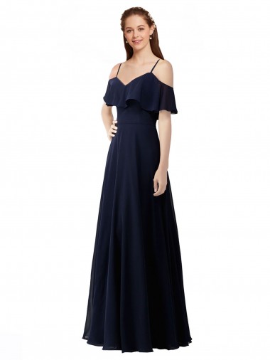 Cheap Chiffon Bridesmaids Dress with Off the Shoulder Ruffle Detail Perth