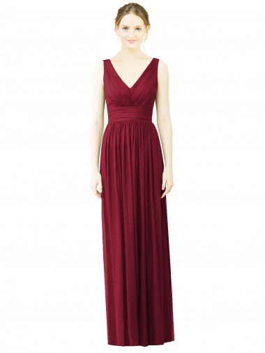 Cheap V-Neck Full-Length Sleeveless Low Back Chiffon Bridesmaid Dress Perth