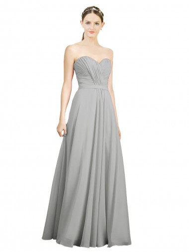 Cheap Sweetheart Strapless Draped Long Chiffon Bridesmaid Dress Perth