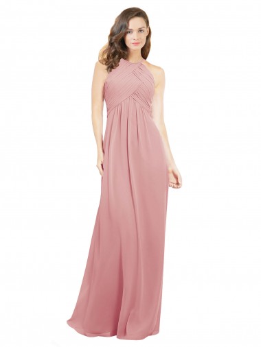 Cheap Chiffon Bridesmaids Dress with Draped Bodice and Keyhole Back Perth