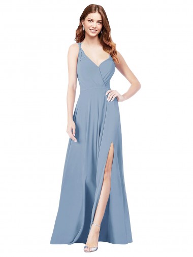 Cheap Surplice Bodice A-Line Long Chiffon Bridesmaid Dress Perth