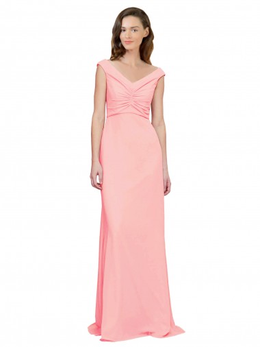 Cheap Luxe Chiffon Bridesmaid Dress with Shoulder Tip Gathered Bodice Perth
